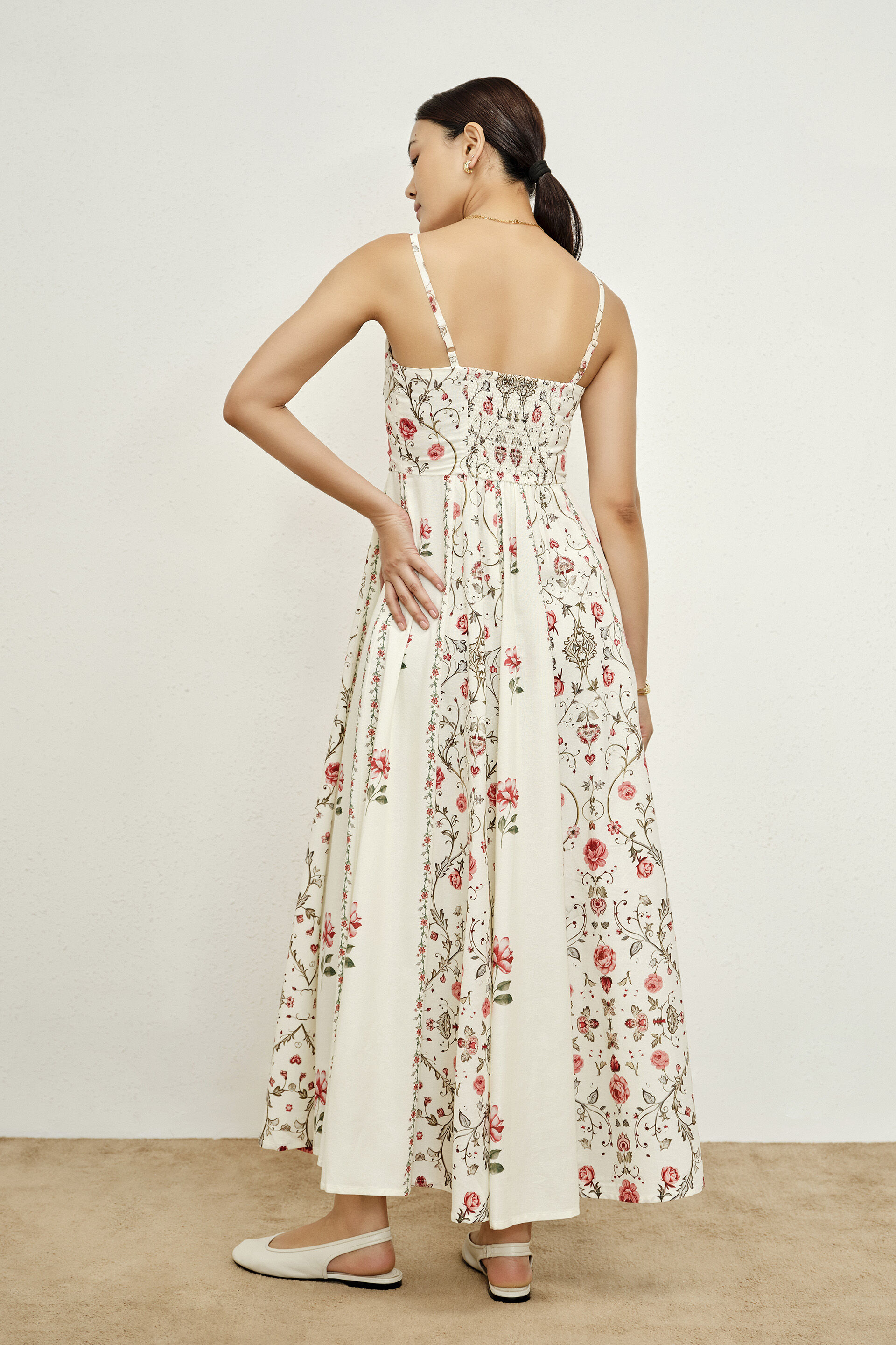 Samaria Cream Floral Dress, Cream, image 6